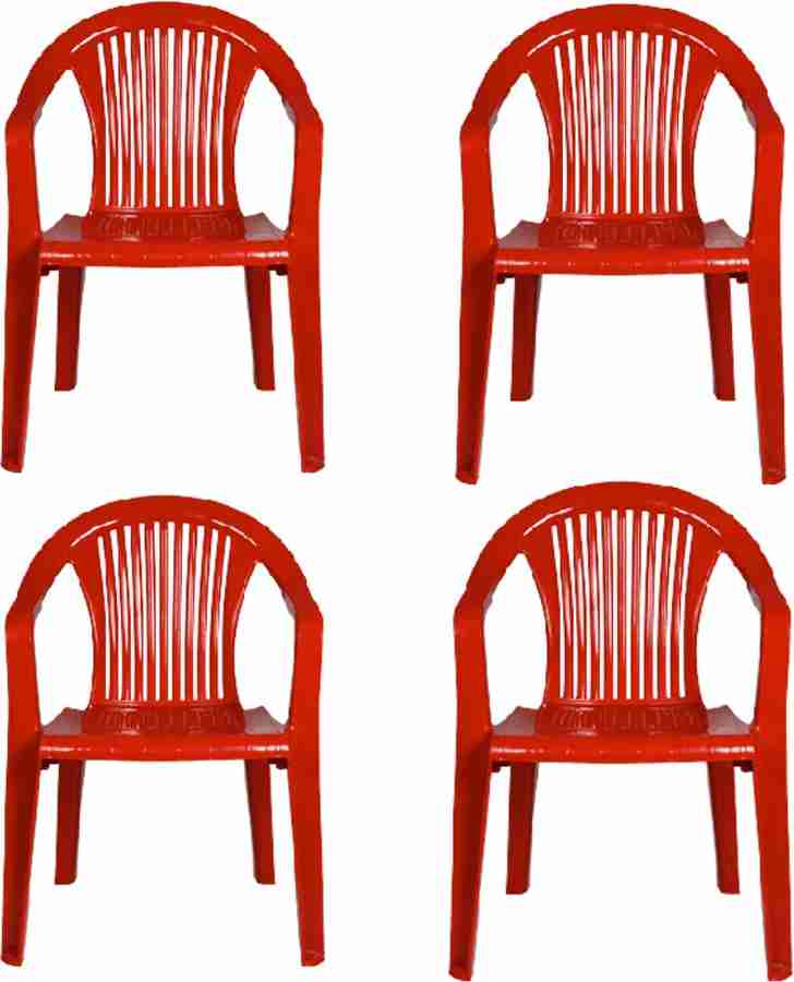 Kisan Crest Goodwill Plastic Chair Glossy Finish Stackable Arm