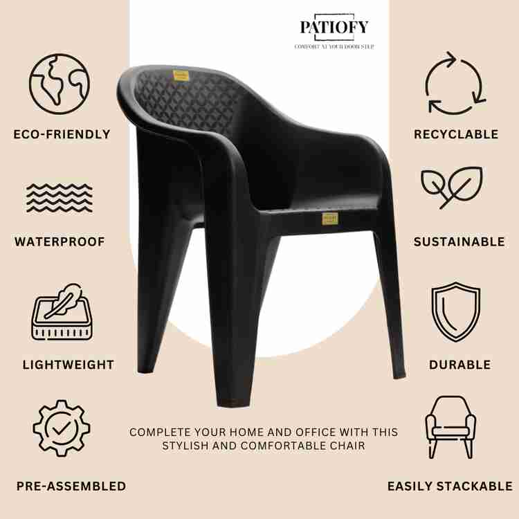 Patiofy Plastic Chair Arm Chair for Home Living Room Chair