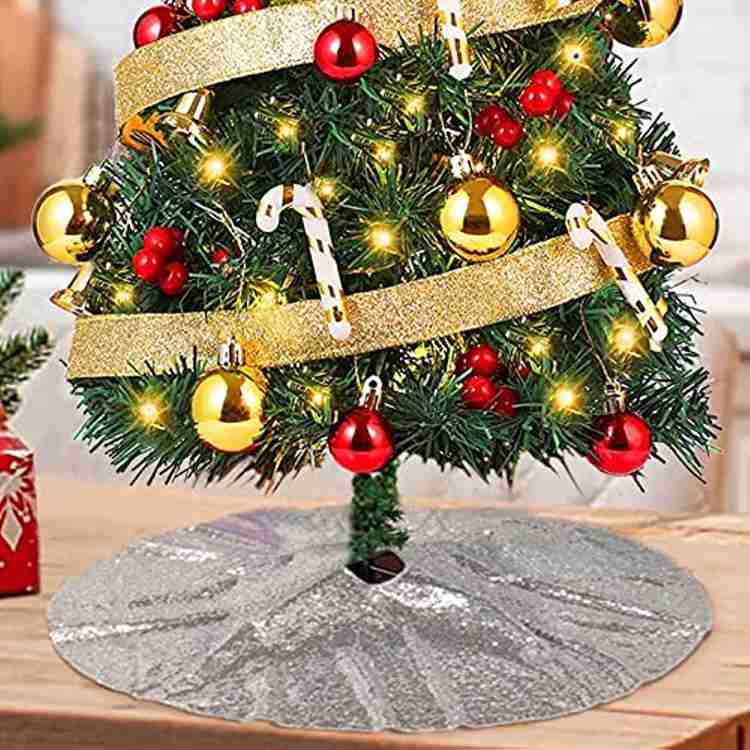 Silver sparkly top tree skirt