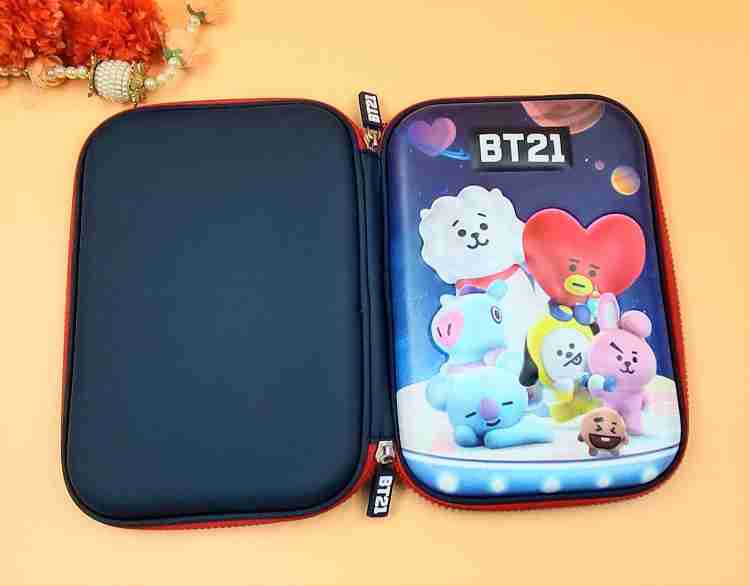 Paper Bear BT-21 Kpop Embossed Pencil Box Cute 3D Large  Capacity Pencil Pouch Hardtop Case Pouch Organizer for Kids School  Stationery Large Pouch for School Return Gift Art Canvas Pencil