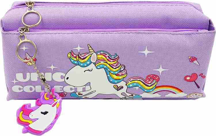 Flipkart poksi Unicorn Pencil Pouch for Girls Boys Large Mesh Pockets Multipurpose Pouch for Kids Art Canvas Pencil Box Pouch