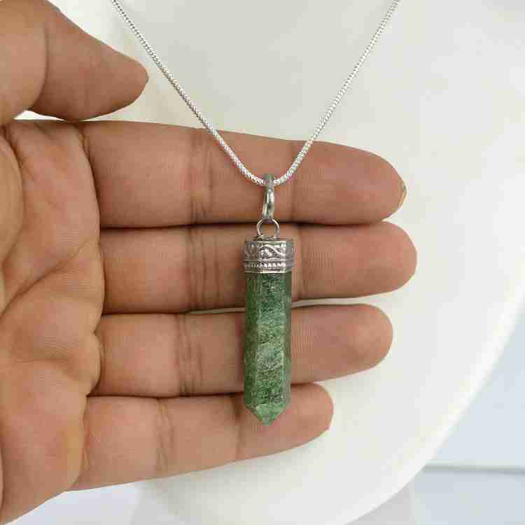 CRYSTU Certified Natural Green Aventurine Pencil Shape Pendant with Metal Chain Unisex Crystal Pendant Price in India Buy CRYSTU Certified Natural Green Aventurine Pencil Shape Pendant with Metal Chai...
