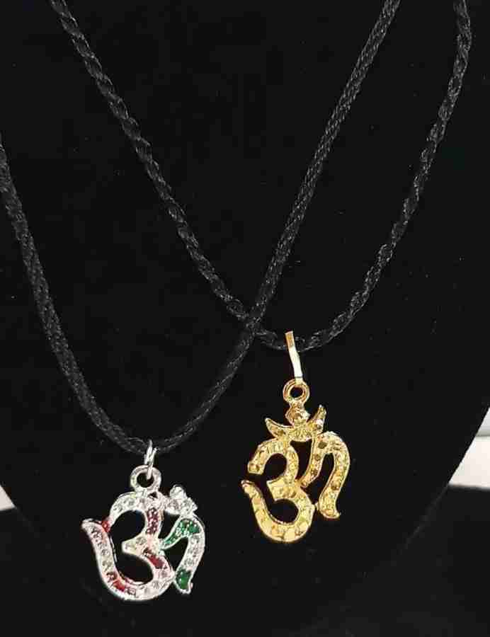 zebisco Golden and Silver Om Locket with Black Thread Dori for