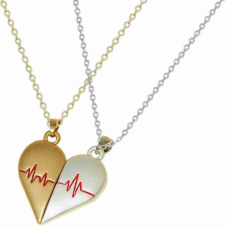 Necklace for girlfriend and boyfriend half hearts on sale