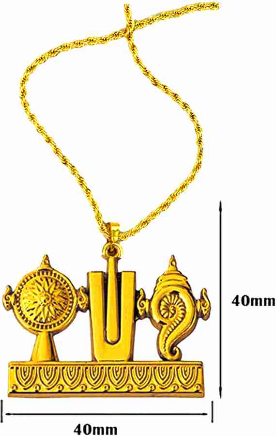 AFH Lord Tirupati Balaji Shanku Chakra Namam Gold Locket Brass
