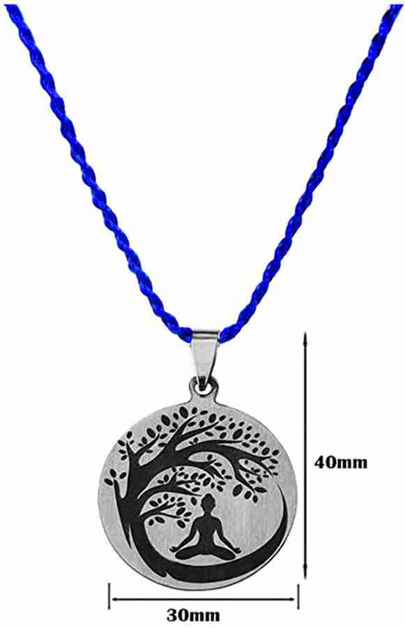 AFH Meditating Buddha Bodhi Tree Silver Stainless Steel Blue Cord Chain Pendant Stainless Steel Pendant Price in India Buy AFH Meditating Buddha Bodhi Tree Silver Stainless Steel Blue Cord Chain Penda...