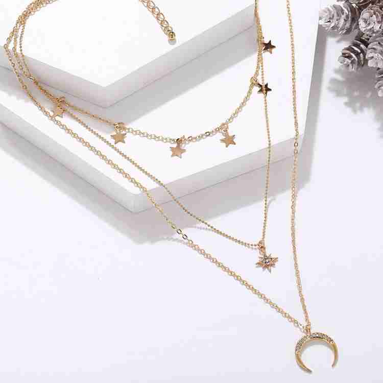 Layered moon deals and stars necklace