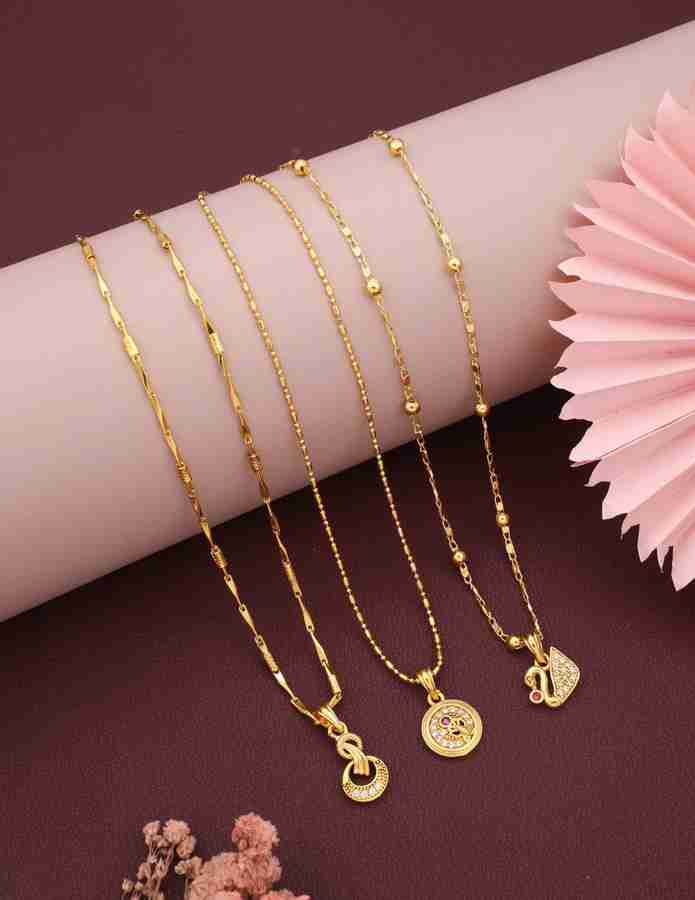 VR Fashion HUB American Diamond Gold Plated 18 Inch Chain With Pendant For Women and Girls Diamond Gold plated Plated Copper Chain Price in India Buy VR Fashion HUB American Diamond Gold