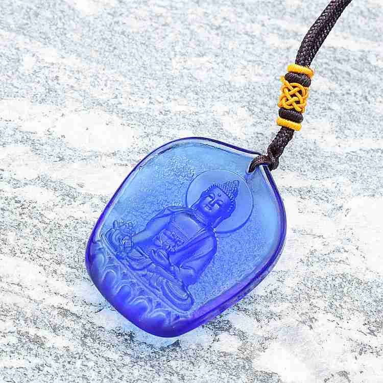 ROYAL DESIGN Gift Lord Buddha Crystal Transparent Blue Colour