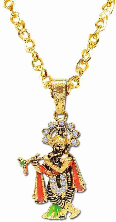 Utkarsh Nug Shri Krishna Kanha With Flute Basuri Murli Locket Pendant Necklace Gold plated Stainless Steel Pendant Price in India Buy Utkarsh Nug Shri Krishna Kanha With Flute Basuri Murli Locket Pend...