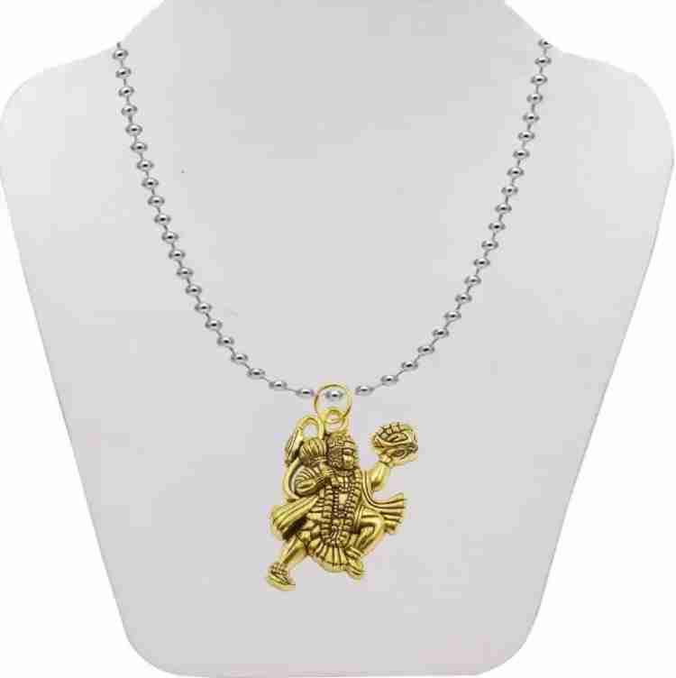 zebisco Gold Plated Flying Lord Hanuman Bajrang bali Brass Chain