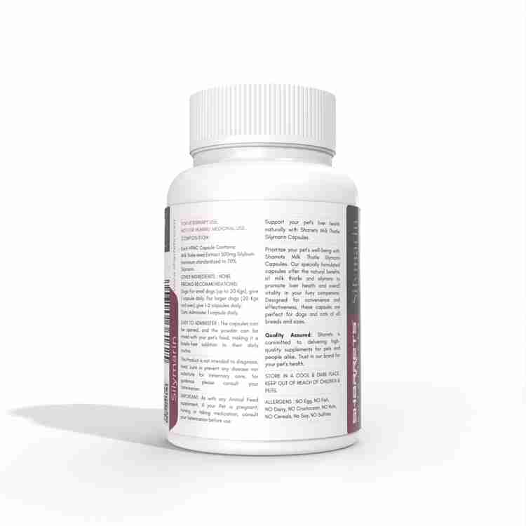 SHARRETS Milk Thistle for Dogs Cats 3 x 60 Veggie Capsules Liver Support Supplement Silymarin Cat Dog Liver Cleanse Pet Health Supplements Price in India Buy SHARRETS