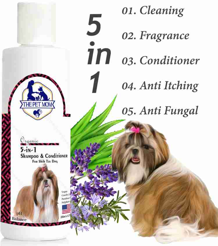 THE PET MOM 5 In 1 Shampoo Conditioner For Shih Tzu Dog Puppy Deep Cleans Refreshing Conditioning Fresh Fragrance Anti Itching Anti Fungal Bad Odor All Dog Breed