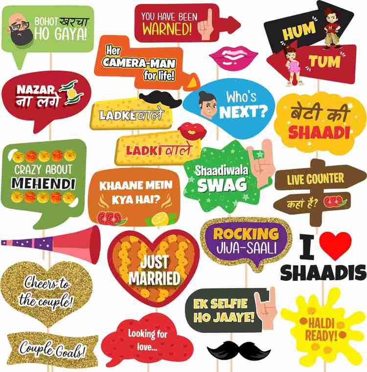 ZYOZI 24 Pcs Wedding Props for Bride and Family Photo Booth