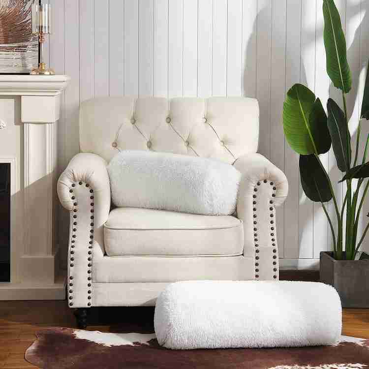 PICKKART Bolster Pillow for Sofa, Bedding - Set of 2 - White
