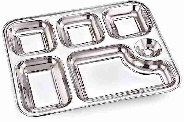 PS QUADILLION Stainless Steel Plates with Compartments Bhojan Thali Partition Plates Set of 12 Dinner Plate Price in India Buy PS QUADILLION Stainless Steel Plates with Compartments Bhojan Thali Parti...