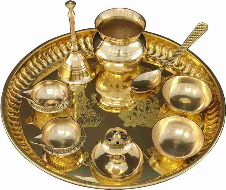 NOBILITY Brass Puja thali 8 Inch Home Daily Pooja Sets Wedding Return Gift  Items Brass Price in India - Buy NOBILITY Brass Puja thali 8 Inch Home Daily  Pooja Sets Wedding Return