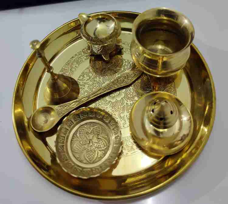 Buy BulkySanta Brass Pooja Thali Set (designer)