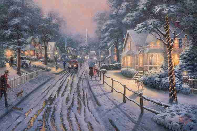 hometown christmas memories by thomas kinkade Poster, Wallpaper ...