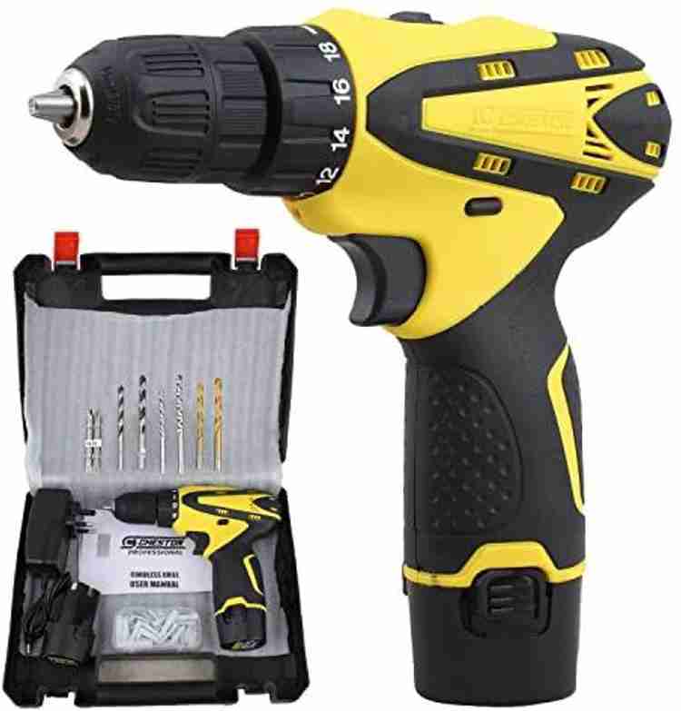 CHESTON 10mm 12V with Bits and 1500 MAH Battery Keyless Chuck 2 Hss 2wood 2 wall 2 Screwdriver bits Cordless Drill Price in India Buy CHESTON 10mm 12V with Bits and