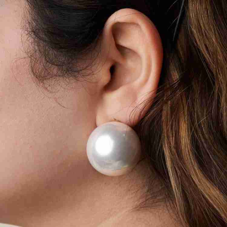 Big pearl stud deals earrings