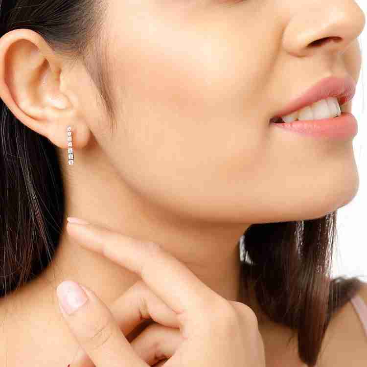 Mia by Tanishq 14 KT Sparkling Diamond Hoop Earrings Rose Gold