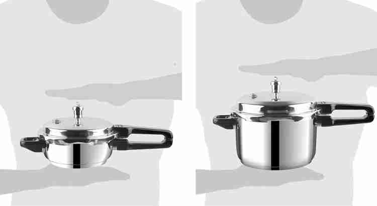 VINOD 18/8 Stainless Steel Sandwich Bottom Combo Set of 2 - with common 3  L, 2 L Induction Bottom Pressure Cooker