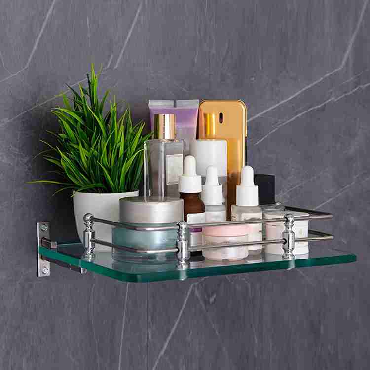 Garbnoire Multipurpose Wall Hung Glass Front Bathroom Shelf with Wall  Brackets Storage Holder, 12 x 6 -inch (Clear) Pack of 3 Stainless Steel,  Glass Wall Shelf Price in India - Buy Garbnoire