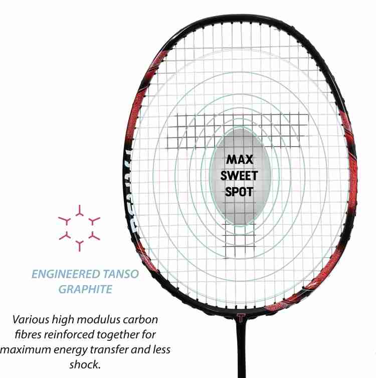 Tanso Katana 1.0 Full Graphite Strung Badminton Racket with Free Full Cover  Red Strung Badminton Racquet