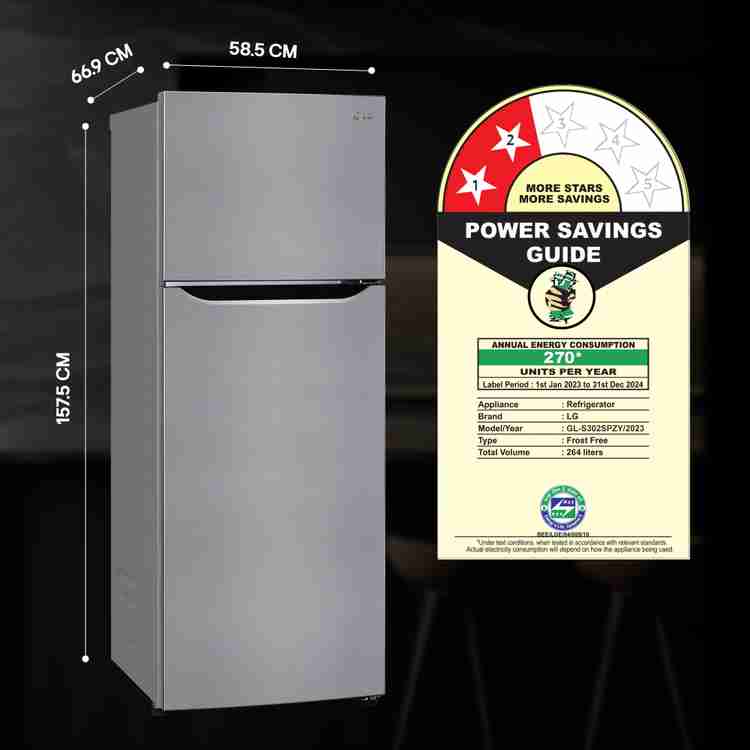 Lg double door refrigerator power consumption sale