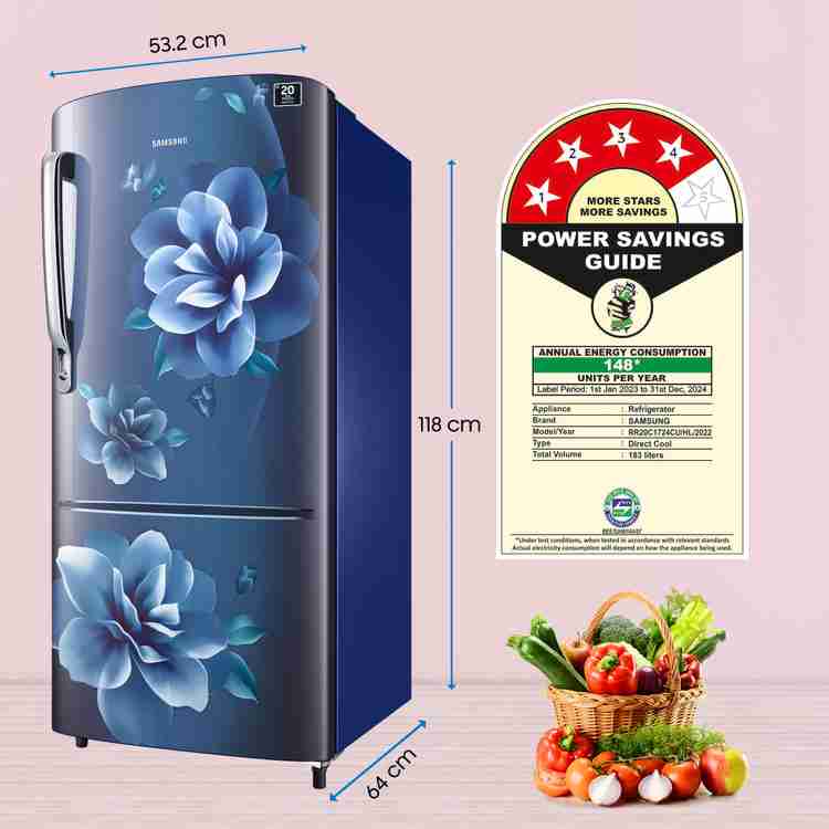 Samsung 4 star store refrigerator power consumption