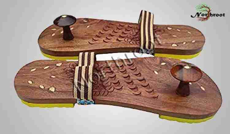 National Handicraft Khadau Slippers With Rubber Straps For Men Women Floral Design Religious Footprint Price in India Buy National Handicraft Khadau Slippers With Rubber Straps For Men Women Floral