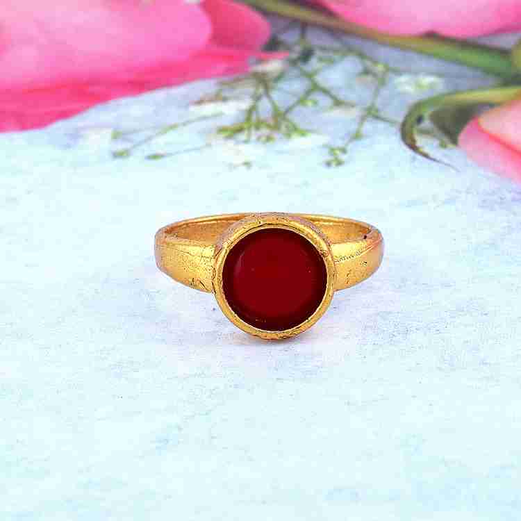 Mahakaal Jewels Gold Plated Designer Red Pearl Moti Ratti White Gemstone Finger Ring Brass Gold Plated Ring Price in India Buy Mahakaal Jewels Gold Plated Designer Red Pearl Moti Ratti White Gemstone ...