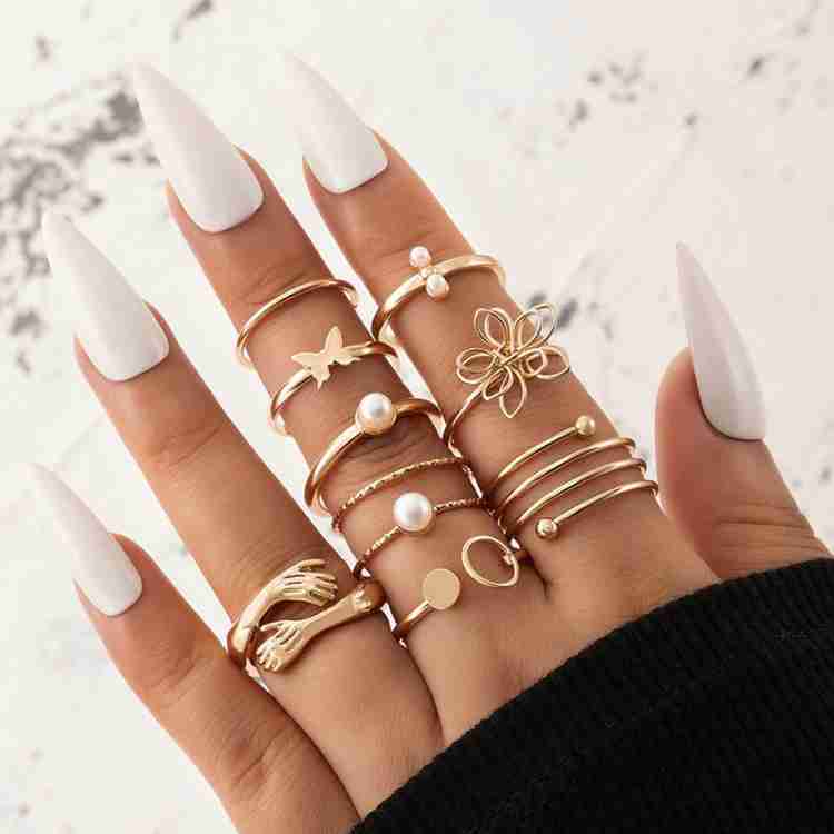 Jewels Galaxy Designer stackable ring combo for women/girls Alloy Gold  Plated Ring Set Price in India - Buy Jewels Galaxy Designer stackable ring  combo for women/girls Alloy Gold Plated Ring Set Online