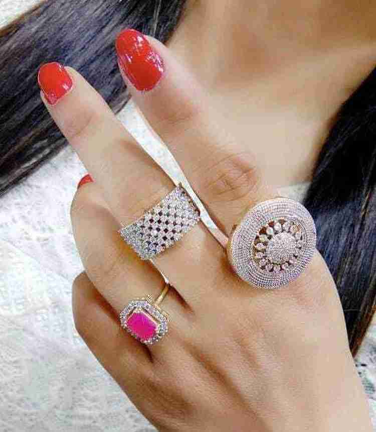 LetzShoppe FANCY RING Steel Gold Plated Ring Price in India Buy