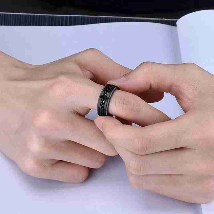 NICELIFE COLLECTIONS Black Fidget Spinner Rings for Men Boys