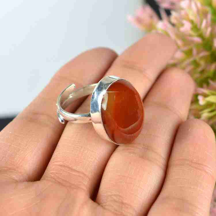 REIKI CRYSTAL PRODUCTS Carnelian German Silver Adjustable Ring For