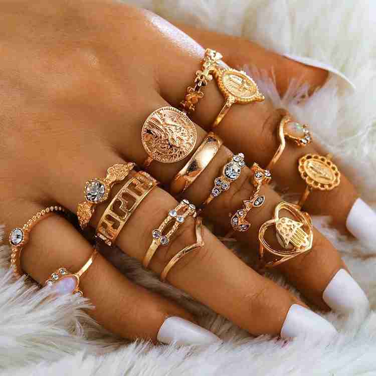 Jewels Galaxy Best Valentine Gift Ring Combo Trend Collection Alloy Gold Plated Ring Set Price in India Buy Jewels Galaxy Best Valentine Gift Ring Combo Trend Collection Alloy Gold Plated Ring
