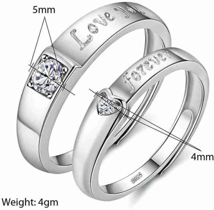 Nilu s Collection Stylish Adjustable 925 Sterling Silver Plated Couple Ring for Men Women Metal Platinum Plated Ring Price in India Buy Nilu s Collection Stylish Adjustable 925 Sterling Silver Plated ...