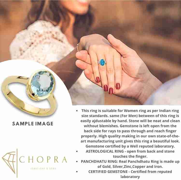 Chopra Gems Unique Effective 100 Original Aquamarine Ring for Men Women Brass Ring Price in India Buy Chopra Gems Unique Effective 100 Original Aquamarine Ring for Men