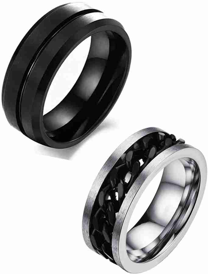 MEENAZ Fancy Party wear Silver Black Rings for Boys men stylish