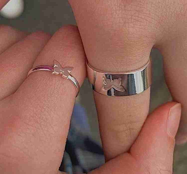 OBNS Buterfly Couple Ring for Girlfriend Boyfriend Husband Wife Stainless Steel Cubic Zirconia Platinum Plated Ring Set Price in India Buy OBNS Buterfly Couple Ring for Girlfriend Boyfriend Husband Wi...