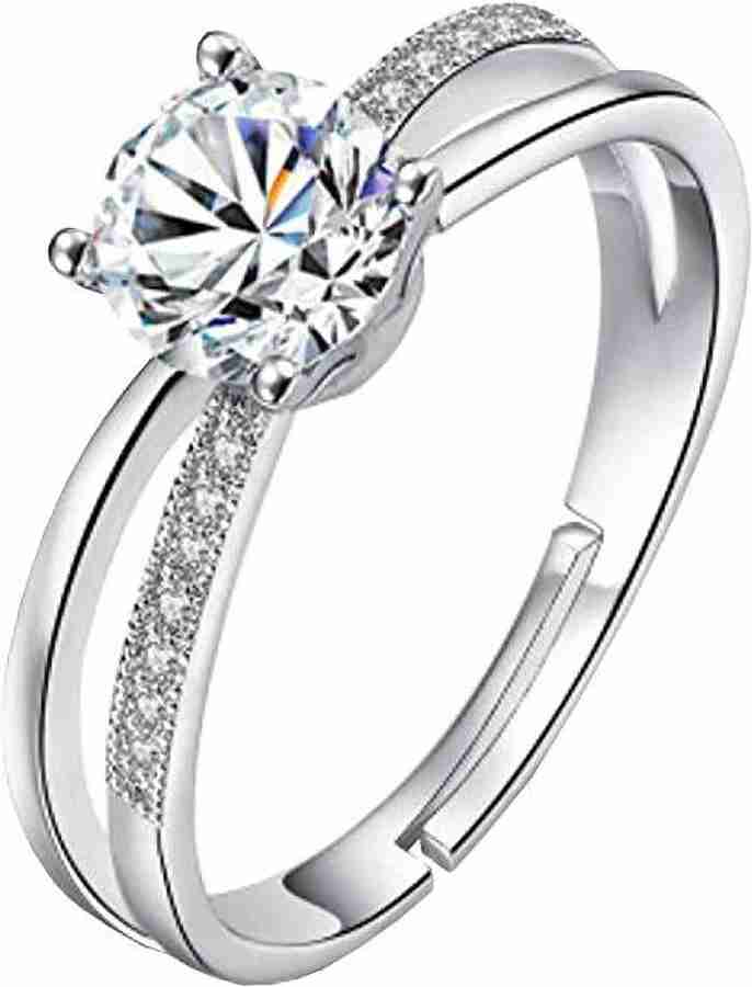 GIVA Sterling Silver Zircon Layered Ring for Womens and Girls
