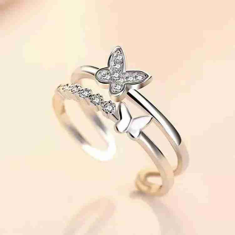 P. R. PRINTS Butterfly Ring Girl and Women Adjustable Stainless