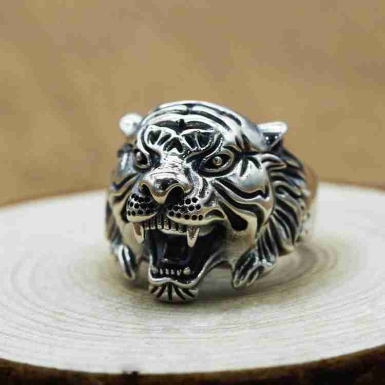 Lion head hot sale ring silver