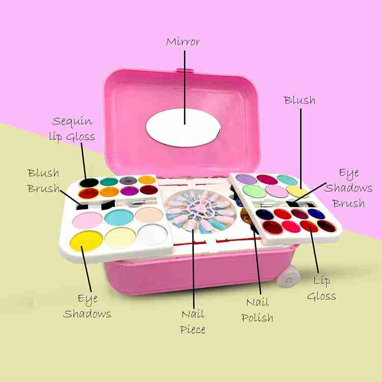 SARASI Barbie Real Make Up Kit Makeup Palette Mirror Trolley
