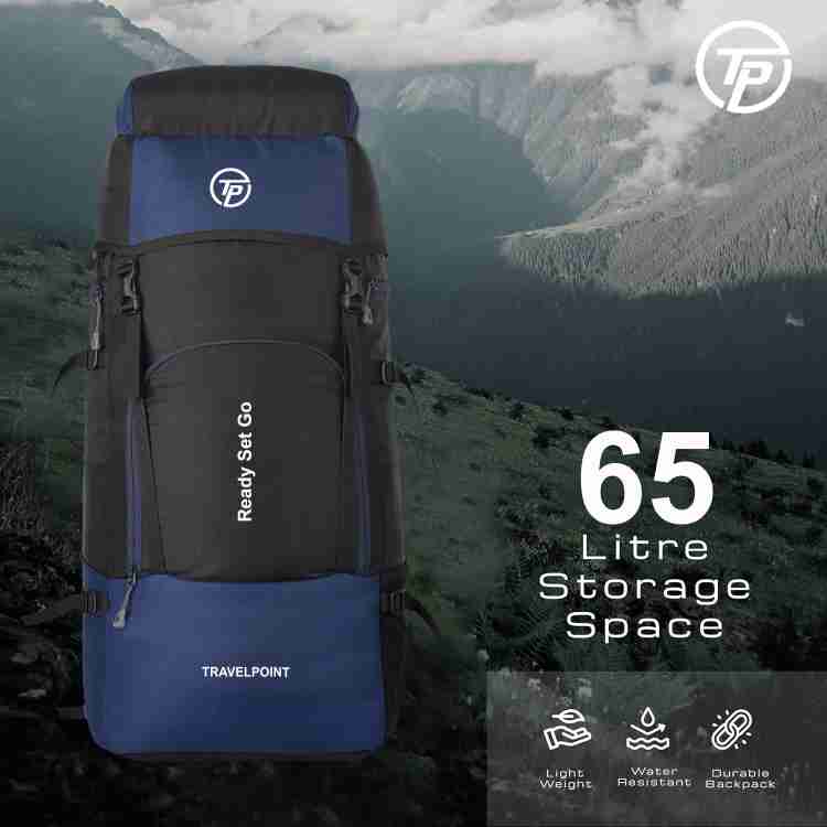 TRAVEL POINT Travel Bag For Waterproof Trekking Hiking Camping Outdoor Camps Luggage Bags Rucksack 65 L BLACK BLUE Price in India Flipkart