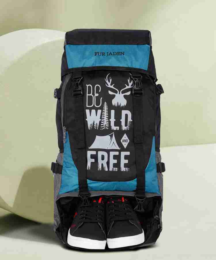 FUR JADEN 55 LTR Rucksack Travel Backpack Bag for Trekking Hiking with Shoe Compartment Rucksack 55 L Black Turquoise Price in India Flipkart