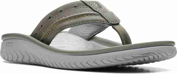 Clarks flip cheap flops mens green