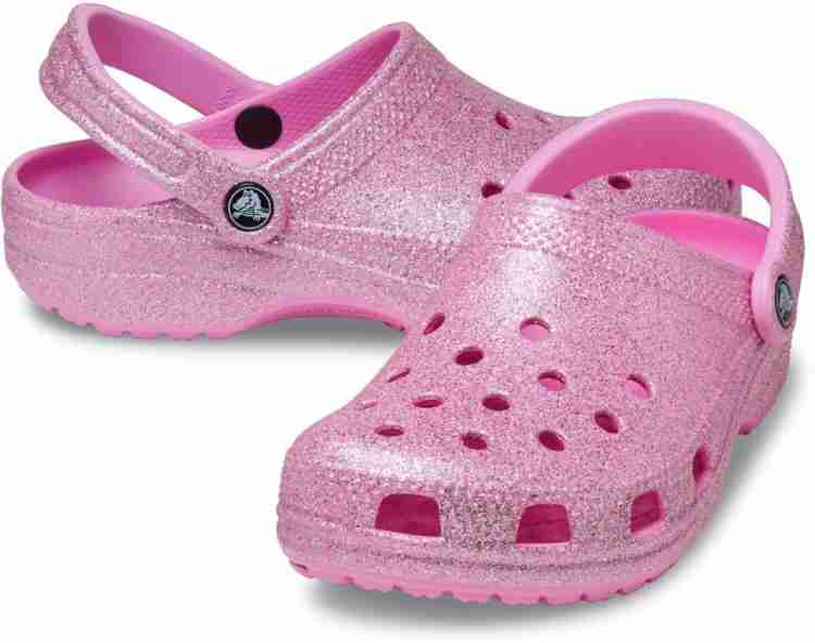 Pink sparkly shop crocs